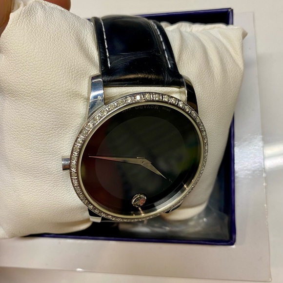 NEEDS BATTERY! Men’s Movado 1 Ct. Diamond Bezel Museum 40mm Watch - Picture 15 of 15